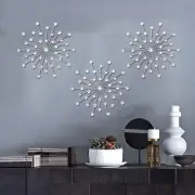 ZEXUIRU 3 Set Silver Metal Jeweled Wall Art Bling 13.5 inch,
