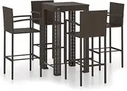 'vidaXL 5-Piece Outdoor Bar Set - Poly Rattan Brown - Steel Frame bar Table and stools with armrest - Garden, Patio and Outdoor Furniture