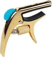 zolyet Multifunctional Single-handed Guitar Capo Clamp Zinc Alloy with Bridge Pin Puller Guitar Pick Slot for Acoustic Electric Guitars Bass Ukulele Gold