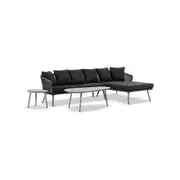 Herman Outdoor Rope Chaise Lounge with Coffee Table Set - Outdoor Lounges