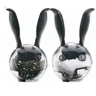 Manual Rabbit Ears Salt Pepper Mill Ball Shaped Abrader Plastic Glass Bottles