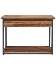 Alaterre Claremont 43in Rustic Wood Console Table with Two Drawers and Low Shelf