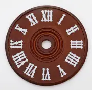 Wood Cuckoo Clock Dial 3 1/2" 90 mm Diameter Brown Silk Screen White Numerals