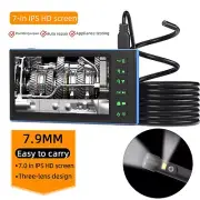 2/5M Industrial Endoscope 1080P 7'' Screen Borescope Inspection Snake Camera