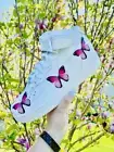Nike Air Force 1 Custom Mid Pink Butterfly Design White Shoes Art Mens Womens
