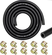 Taiss 1/4"(6mm) ID Fuel Line Kit, 6.56FT(2m) 300PSI NBR Rubber Fuel Line Hose with 10PCS 2/5" (11mm) ID Hose Clamps for Automotive Fuel Systems Engines:Tractors, Mowing Machine,Snow Machine.