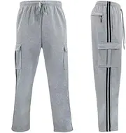 [TEX BASICS] Men's Casual Cargo Jogger Sports Tracksuit Pants w Stripes