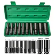 10Pcs 8-24Mm 1/2 inch Drive Deep Impact Socket Set Heavy Metric Garage Tool