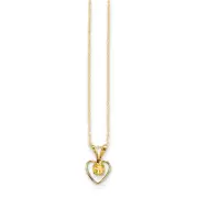 14K Yellow Gold 3mm Citrine Birthstone Heart Necklace 15" Madi K Child's Jewelry