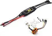 SHANGLIN 2217 1250KV Brushless Motor 40A ESC with T Plug 3.5mm Banana Connectors for RC Plane Helicopter