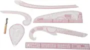 Sewing Ruler French Curves 7Pcs, Metric Pattern Curved Rulers Set with Transparent Body Highly Precise Scale, Sew Making Ruler Kit for Beginners Tailors Designers Drawing Craft DIY