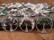 Tree of Life Crystal Pendant - AVENTURINE, SODALITE, MOONSTONE - Jewelry, E2002