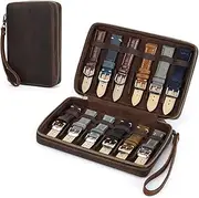 [CONTACTS] CONTACT'S Watch Band Box for 12 Watch Bands, Crazy Horse Leather Watch Strap Storage Case Accessories Organizer Travel Watch Bands Carrying Holder