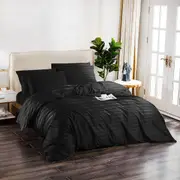 Bedding King 1500TC Cotton Rich 6pcs Quilt Cover ? Black