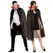 Adults Black Vampire Cape High Collar Black Red Halloween Fancy Dress