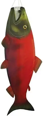 WINDSOCK--48" Sockeye Salmon Windsock, Diva, Spinner by In the Breeze
