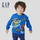Gap 男幼童裝 Gap x Super Wings聯名 Logo純棉印花圓領長袖T恤-天藍色(765857)