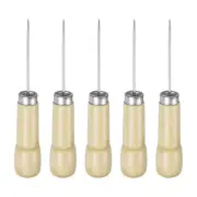 5pcs Handwork Sewing Awl Step Wooden Leather Punch Hole Set Tool, Log Color