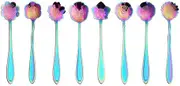 AIMALL 8X Spoon Long Handle Dessert Tea Coffee Mixing Spoon Stainless Steel Teaspoon - Elegant Gold/Rainbow Teaspoons, Perfect for Coffee, Tea, Dessert, Mixing, 12.5cm Length