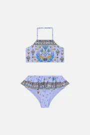 KIDS HALTER CROP WITH FRILL BOTTOM BIKINI 4-10 UNDER SCARAB SKIES
