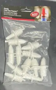 Tablecraft Free Flow Pourer Plastic Bar Liquid Pour Stopper Home 12 Count White