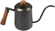 Pour Over Coffee Kettle Gooseneck Kettle Anti Scald Handle Coffee Maker Tea Pot Spout Coffee Pot for Office Restaurant Picnic, Black 600ml