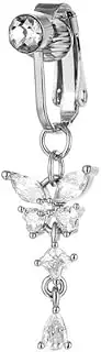 [Euvdora] belly button piercing Fake Belly Button Ring Fashion Simple Piercing Jewelry for Wedding, Birthday, Travel Souvenir