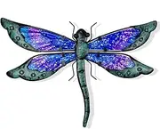 HONGLAND Metal Dragonfly Wall Art Decor - Outdoor Ornaments and Sculptures for Garden, Yard, Home - Blue, 14 Inch