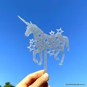 Acrylic Silver Glitter Silhouette Unicorn Cake Topper