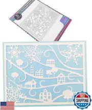 Alinacutle Snow Village Background Frame Metal Cutting Dies Cut for Handmade