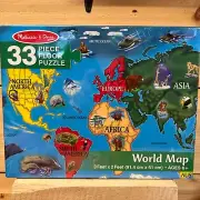 Melissa & Doug World Map Jumbo Jigsaw 33 piece Floor Puzzle (3 feet x 2 feet)