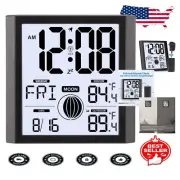 Large Digital Atomic Clock with Loud Alarm and Indoor/Outdoor Temperature Sensor