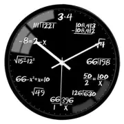 Glass Wall Clock Math Teaching Style Clock Black 12 Inch Teaching Wall Clock