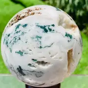 690g Natural Aquatic Plant Agate Geode Sphere Quartz Crystal Ball Specimen