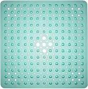 YINENN Shower Mat Square Bathroom Mats 21 x 21 inches with Suction Cups and Drain Holes, Non Slip and Washable for Showers (Green)