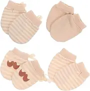 [BESPORTBLE] 4Pairs Newborn Cotton Mittens No Scratch Gloves for Adorable Skin Friendly Design Comfortable Protection for Newborns for Months