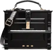 Morakot Piano Shaped Purse Handbag Women Box Shaped Party Evening Top Handles Bag Novelty Clutch Crossbody Bag Black