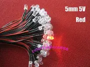 5mm 5V 6V 7V Pre-Wired Red Yellow Blue Green Warm White Orange UV Pink LED 20CM
