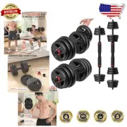 2-in-1 Adjustable Dumbbell and Barbell Set, 20-90lbs for Total Body Fitness