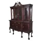 Solid Mahogany Wood 4 Door Display Cabinet / Bookcase Antique Chippendale Style