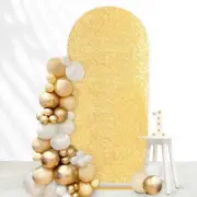 Chiara 7.2FT Arch Backdrop Gold Sequin Fabric Covers Round Top for Party Banq...