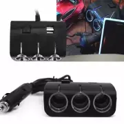 Dual USB Charger Black 3 Way Car Cigarette Lighter Socket Splitter Power Adapter