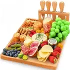 Cheese Board and Knife Set - Bamboo Charcuterie Boards with Knife Holder, Che...