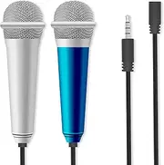 TEAONE Small Microphones, 2 PCS Mini Portable Vocal/Instrument Microphones for Vlog, Voice, Video (Blue, Silver)