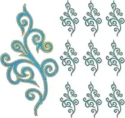 uxcell 10 Pack 7.3" Embroidery Appliques for Sewing, Embroidered Applique with Gold Trimming Floral Sew Iron on Patch for DIY Sewing Crafts Wedding Clothing Decor, Blue