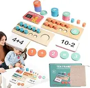 Math Learning Toys - Math Kit with Wooden Digital Grid, Counting Tray | Preschool Educational Game for Primary Grade 1 and 2