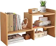 TOMVAES Wood Desktop Organizer Rack Extendable Storage Multi-Layer Storage Shelf for Office Dorm Home, 60 x 22x 35 cm