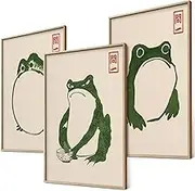 Hoji Frogs Poster Set Ukiyo-e Japanese Art Japan Wall Decoration Pictures Bedroom Decoration Living Room Decoration Eclectic Paintings (3 x A4 | Without Frame)