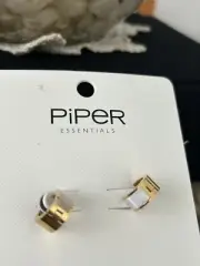 BARCS Loop Earrings Gold Tone & Pearl