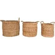Yamba Seagrass Round Basket With Handles Set of 3